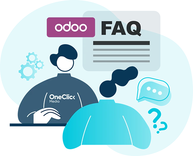 Person talking to another person about FAQs to do with Australian Odoo development.