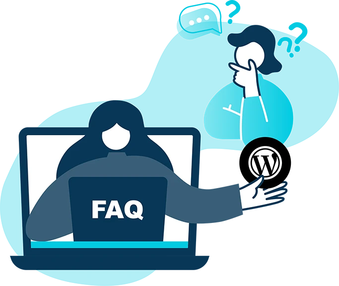 Person talking to another person about FAQs to do with Australian WordPress website development.
