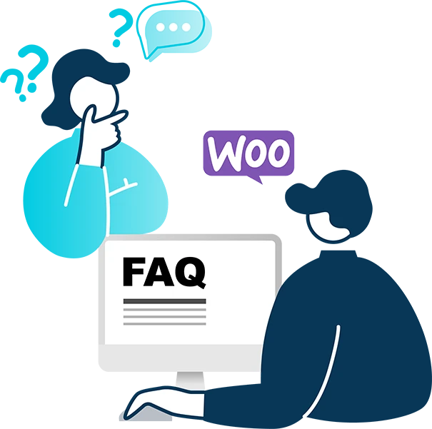 Person talking to another person about FAQs to do with Australian WooCommerce website development.